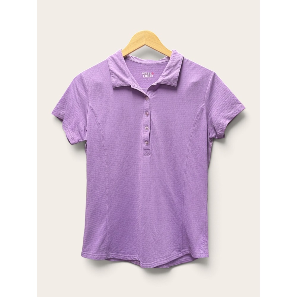 Bette & Court Womens Purple Short Sleeve Golf Polo Shirt Mesh Vent Size M